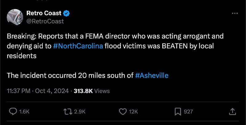 Reports that a **FEMA director who …