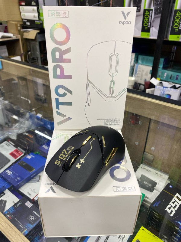 ***🖲️***Игровая мышка RAPPO **VT9PRO BLACK GOLDEN**Беспроводной …