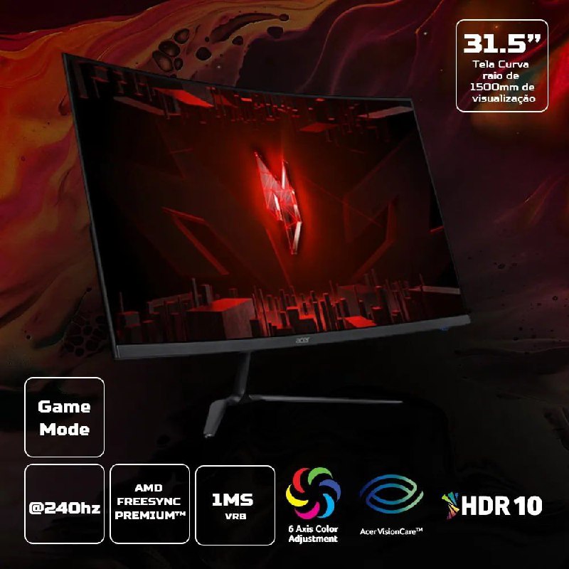 Monitor Acer Gamer Nitro 31.5" 240Hz …