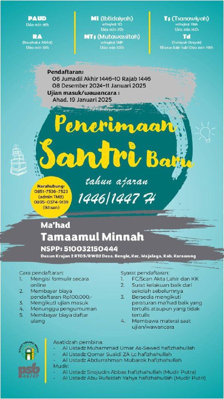 **PENERIMAAN SANTRI BARU MA'HAD TAMAAMUL MINNAH, …