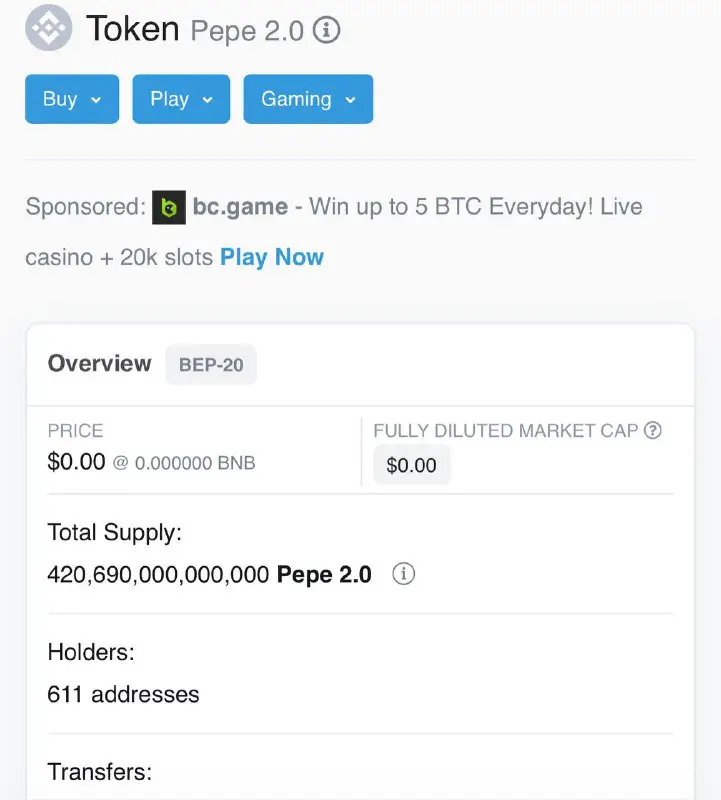 Pepe 2.0 Number of Holders are …
