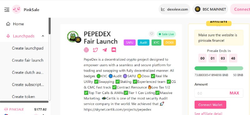 **PepeDex FairLaunch** Önsatışın bitmesine son 1 …