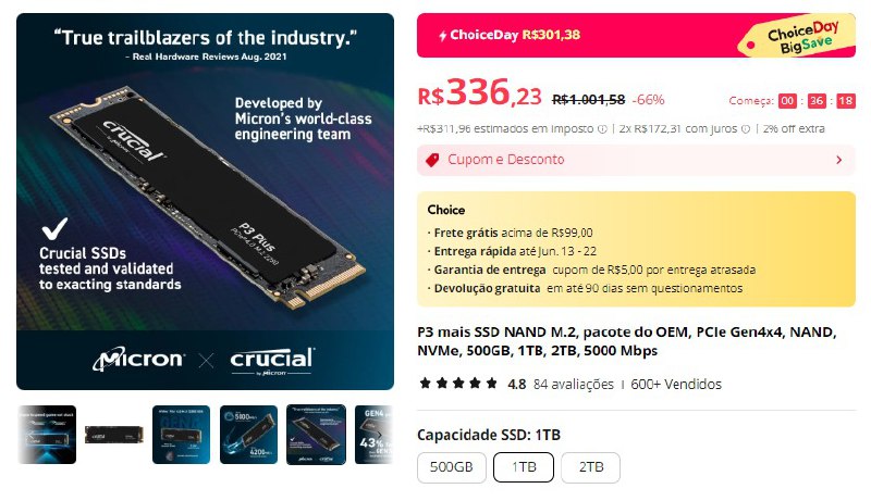 SSD Crucial P3 Plus 1TB GEN …