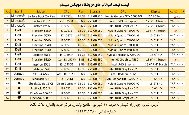 لیست قیمت و موجودی فروشگاه فونیکس …