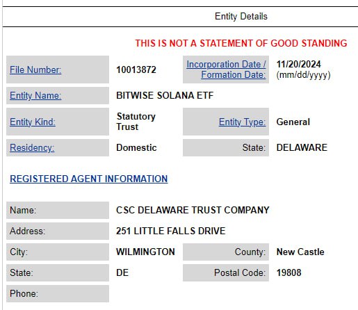 [PHNX] BITWISE SOLANA ETF REGISTERED IN …