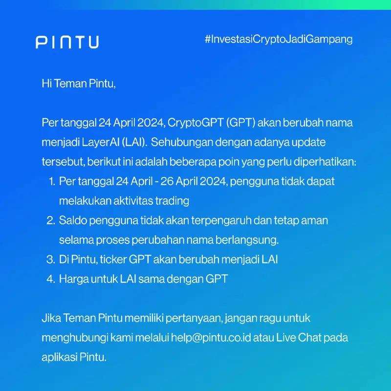 Pintu Official Announcements: Investasi Crypto Jadi …