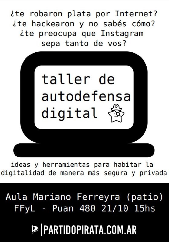 [**Taller de Defensa Digital**](https://vagancio.partidopirata.com.ar/event/taller-de-defensa-digital)