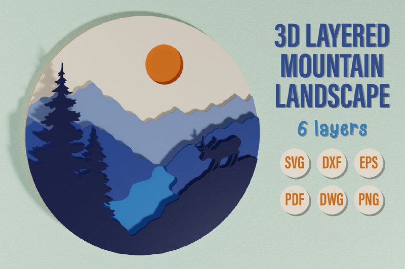 ***⚡️***: 3D Layered Mountain SVG