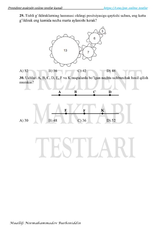 "PREZIDENT MAKTABI TESTLARI"