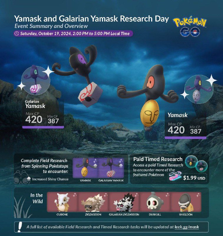 **Yamask and Galarian Yamask Research Day**