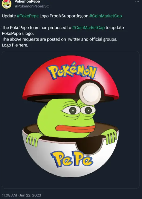 Update [#PokePepe](?q=%23PokePepe) Logo Proof/Supporting on [#CoinMarketCap](?q=%23CoinMarketCap)