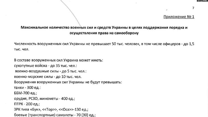 В начале вторжения Россия предлагала Украине …