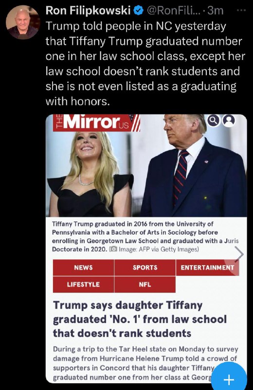 Trump acknowledged Tiffany? Then it must …