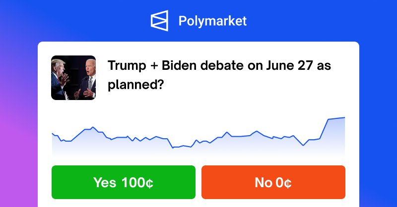 "Trump + Biden debate on June …