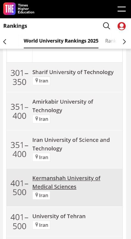 رنکینگ جهانی دانشگاه‌ها در سال 2025