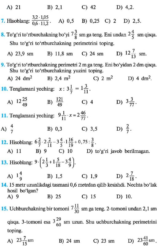 MATEMATIKA MILLIY SERTIFIKAT ATTESTATSIYA <<Shahzod Sobitaliyev>>