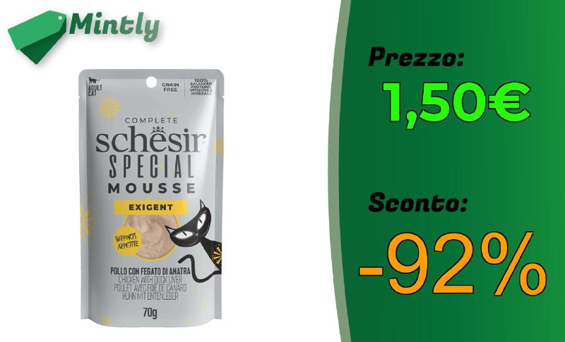 Errore ***❌***- [⁣](https://images.zbcdn.ovh/images/1368278441/859411722937690602.jpg)**~~Schesir Special Exigent, Cibo Umido Completo per gatti esigenti (Buste 12 da 70g) [Nuovo]~~**