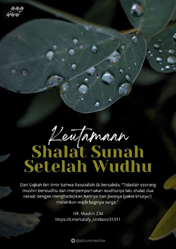 Keutamaan Shalat Sunah Setelah Wudhu