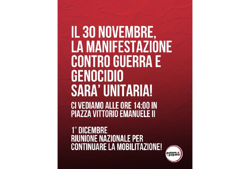 IL 30 NOVEMBRE, LA MANIFESTAZIONE CONTRO …