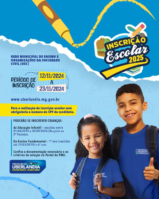 Prepare-se para fazer a inscrição escolar …