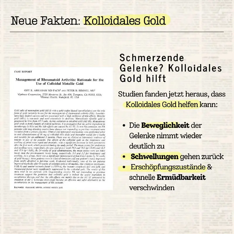 ***🦵***Schmerzende Gelenke? Kolloidales Gold hilft