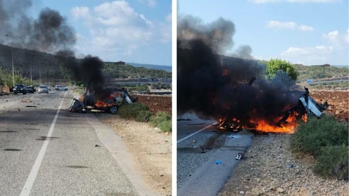 Israeli forces target a vehicle near …