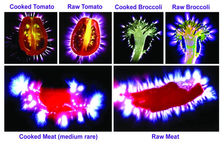 Kirlian photography of raw vs cooked …