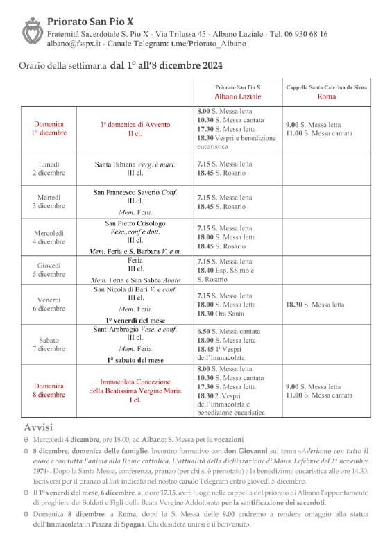 Annunci - Priorato S. Pio X …