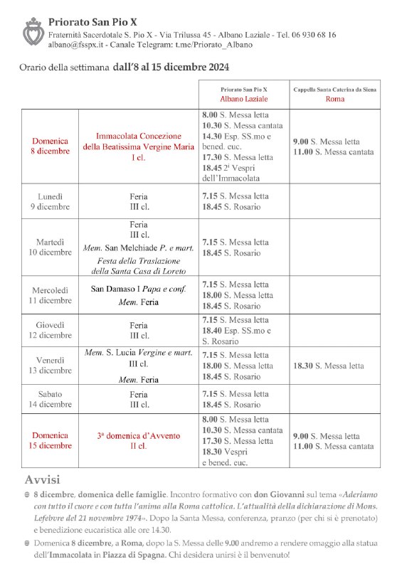 Annunci - Priorato S. Pio X …