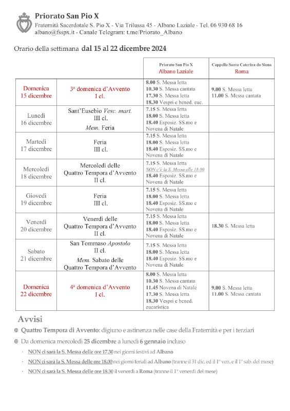 Annunci - Priorato S. Pio X …