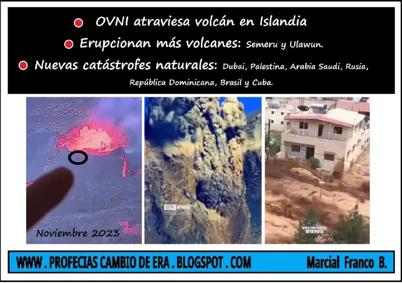 Vídeo 23 Nov 2023: OVNI atraviesa volcán, activación de volcanes y otras catástrofes naturales en noviembre 2023. Ver (duración 11,09 …