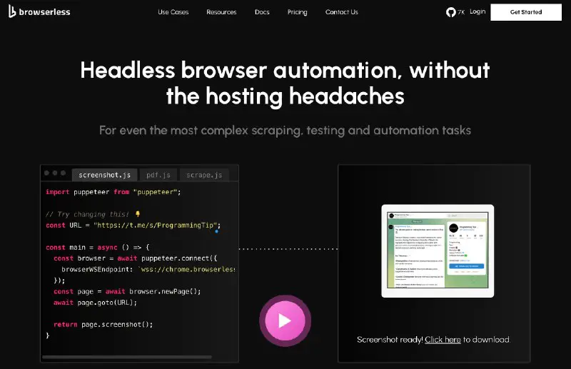 **Browserless****| Headless** **browser automation, without the hosting headaches** *****🆒*****