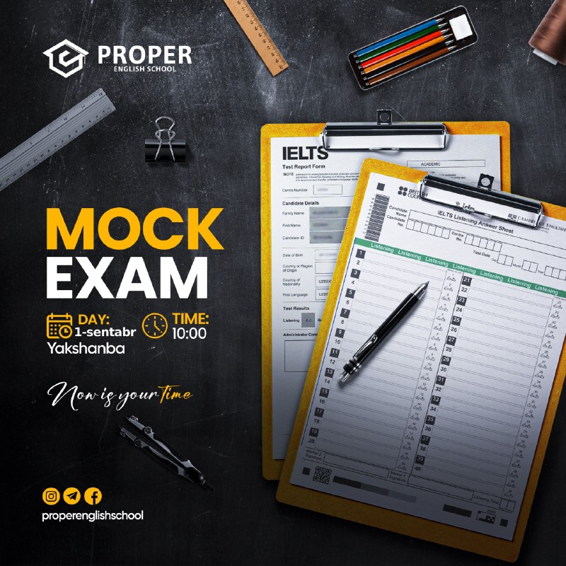 Navbatdagi **IELTS MOCK EXAM**