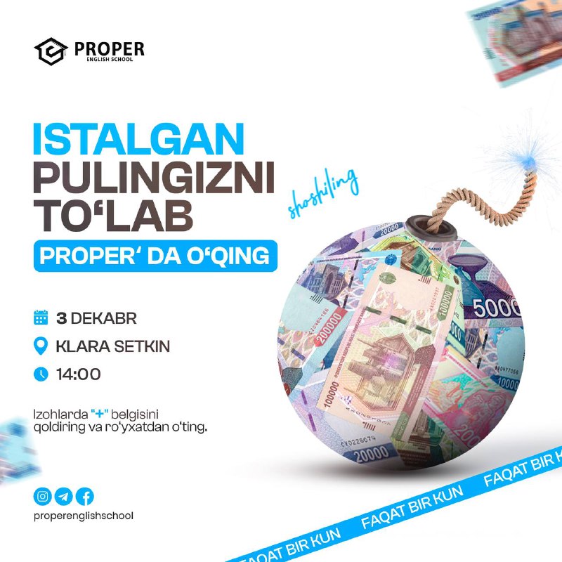 *****💥*** Istalgan pulingizni to’lab, Proper’da o‘qing! …