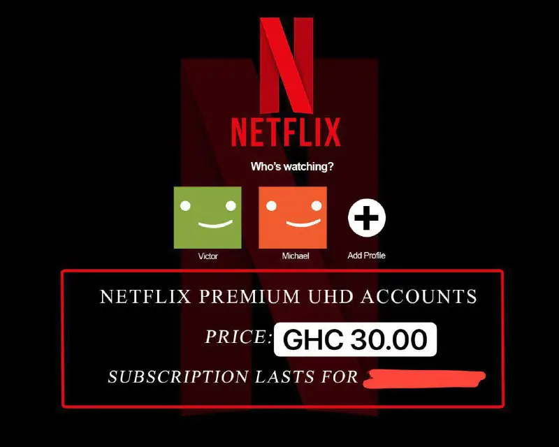 Netflix premium accounts .. 30gh logs …