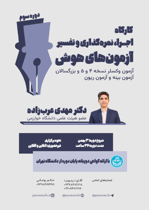 ***?***کارگاه اجرا،نمره گذاری و تفسیر آزمونهای …