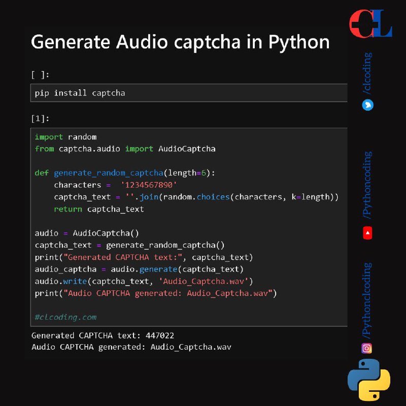 Generate Audio captcha using Python