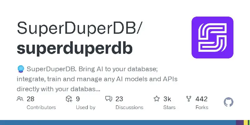 *****🔮*** Superduperdb. Добавьте ИИ в свою базу данных; интегрируйте, обучайте и управляйте любыми моделями искусственного интеллекта и API непосредственно с …