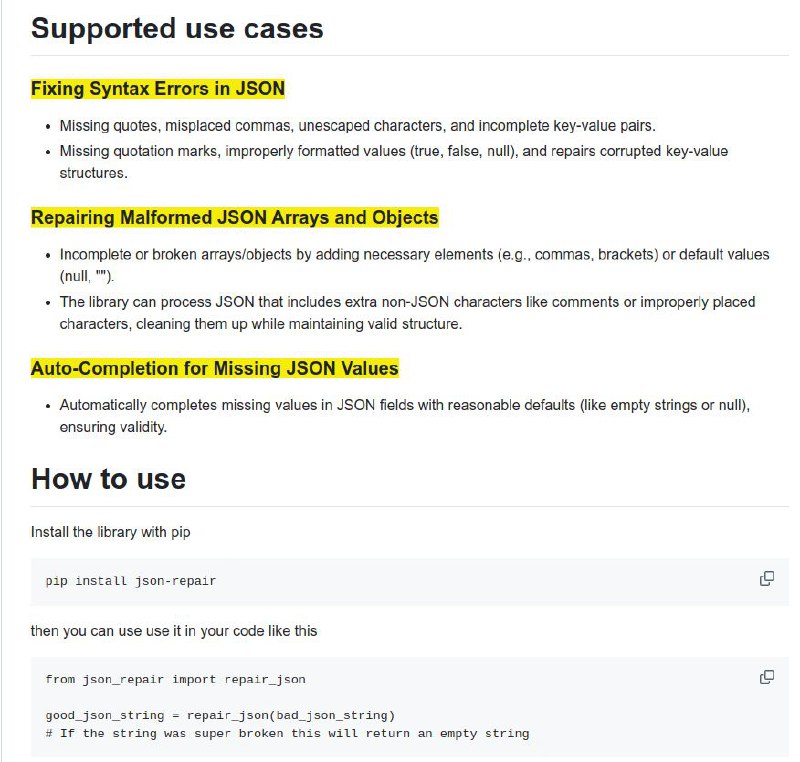 ***🖥*** json\_repair — Python-библиотека для восстановления …