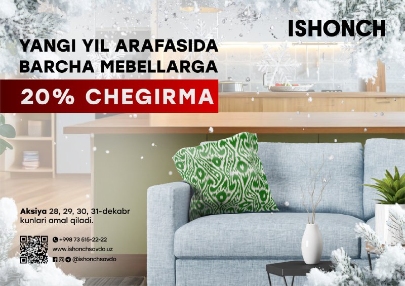 **BARCHA MEBELLAR 20% CHEGIRMADA**