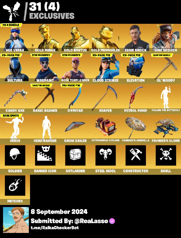 **[PC/PSN/XBOX] 176 SKINS | OG STW …