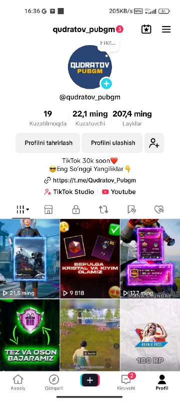 Tiktok va mana shu telegram hama …