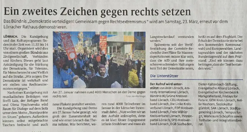 **15.03.2024 Oberbadische Zeitung | Bericht über …