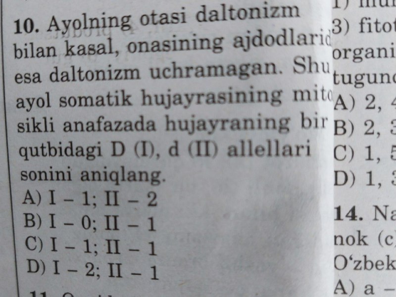 **10-masala yechimi Genetika va Mitoz