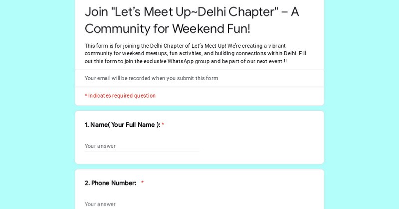 "Let’s Meet Up – Delhi Chapter"~A …