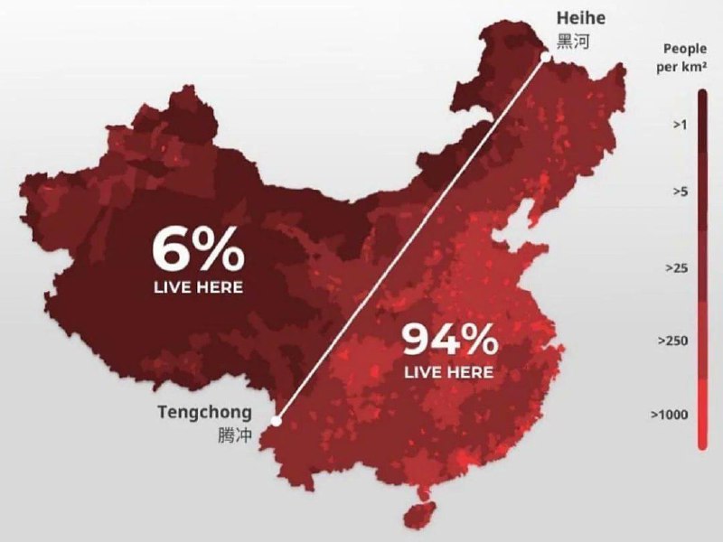 Population density in China