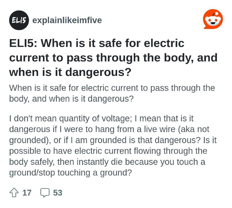 ELI5: When is it safe for electric current to pass through the body, and when is it dangerous?