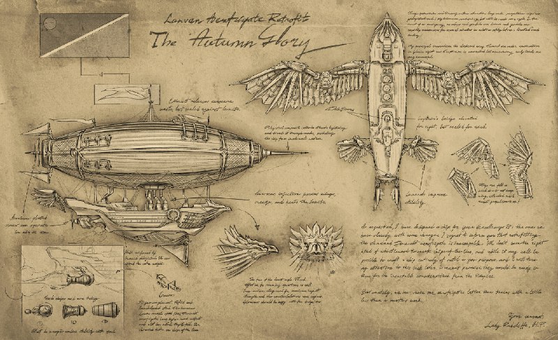 The Autumn Glory Airship design sketches …