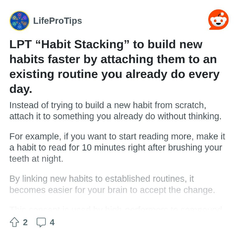 LPT “Habit Stacking” to build new …