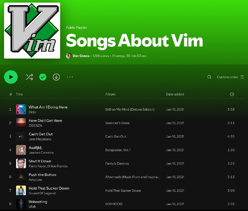 A playlist just for Vim